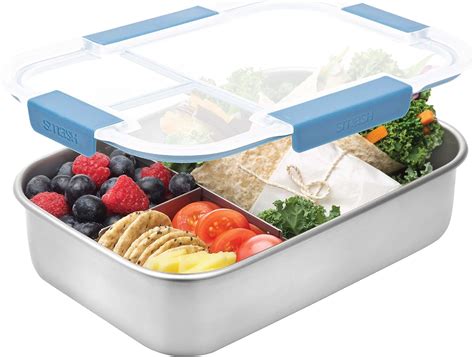 smash blue stainless steel bento 3 compartment lunch box|Smash Blue Stainless Steel Bento Box – 3 Compartment.